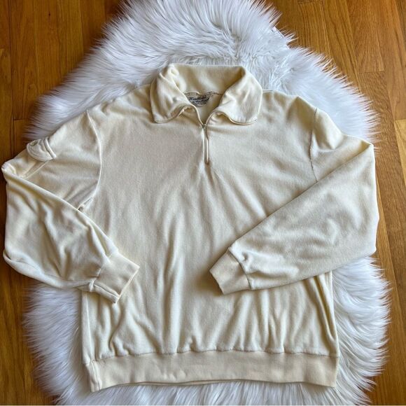 Wimbledon Tops - Vintage Wimbledon Butter Yellow 1/4 Zip Tennis Pullover Large